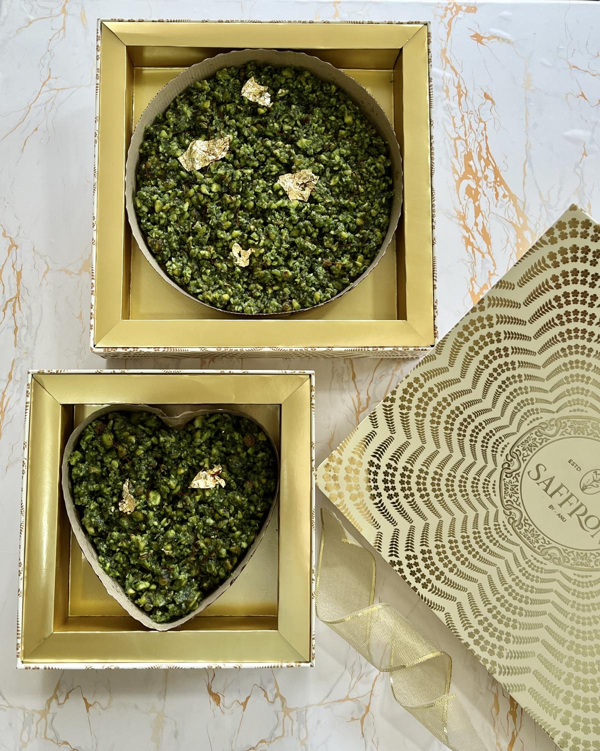 Baked pista comes in customised boxes Baked pista comes in customised boxes