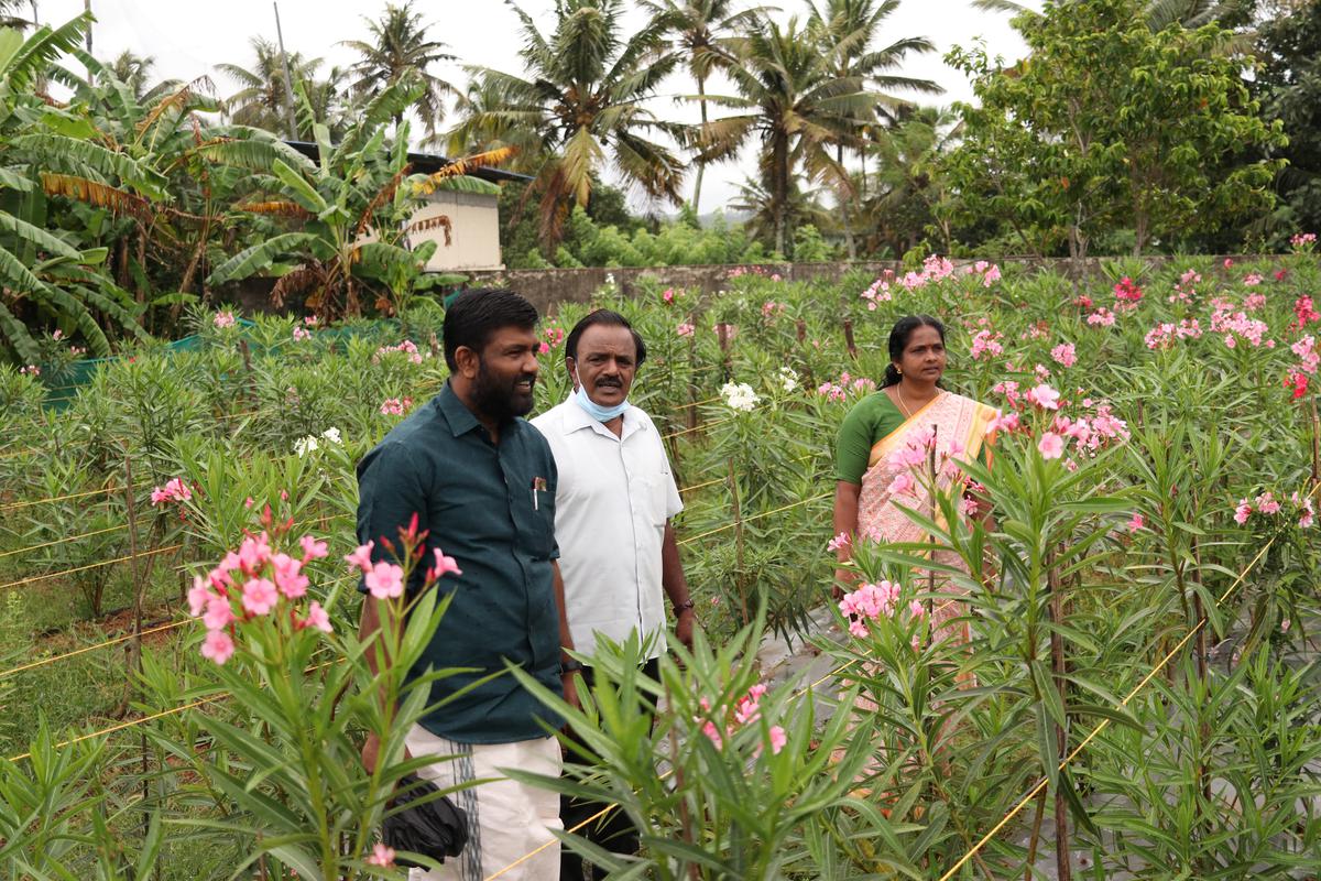 S K Ben Darvin, president, Parassala block panchayat, Alvedisa A, vice-president of the panchayat and S Vijayakumar, facilitator, Agro Service Centre