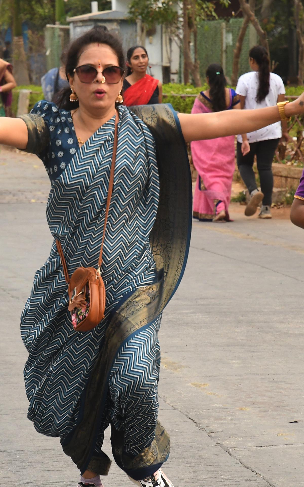 Block Printed T-shirt Saree Dress as seen on Aahana Kumra – Aapro