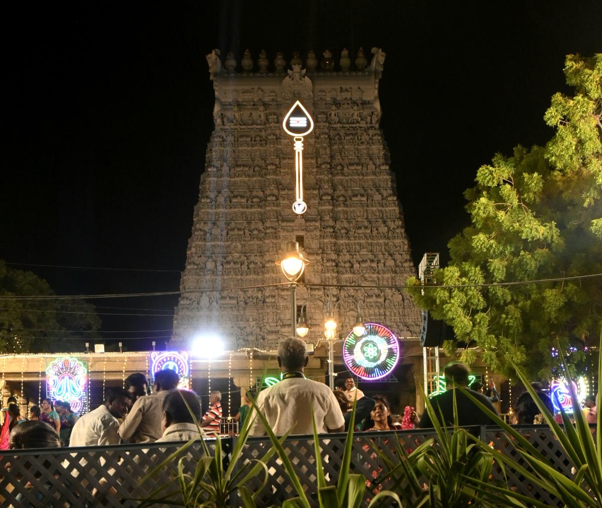 A view of the Raja Gopuram at Tiruchendur Subramaniya samy temple on Saturday. 