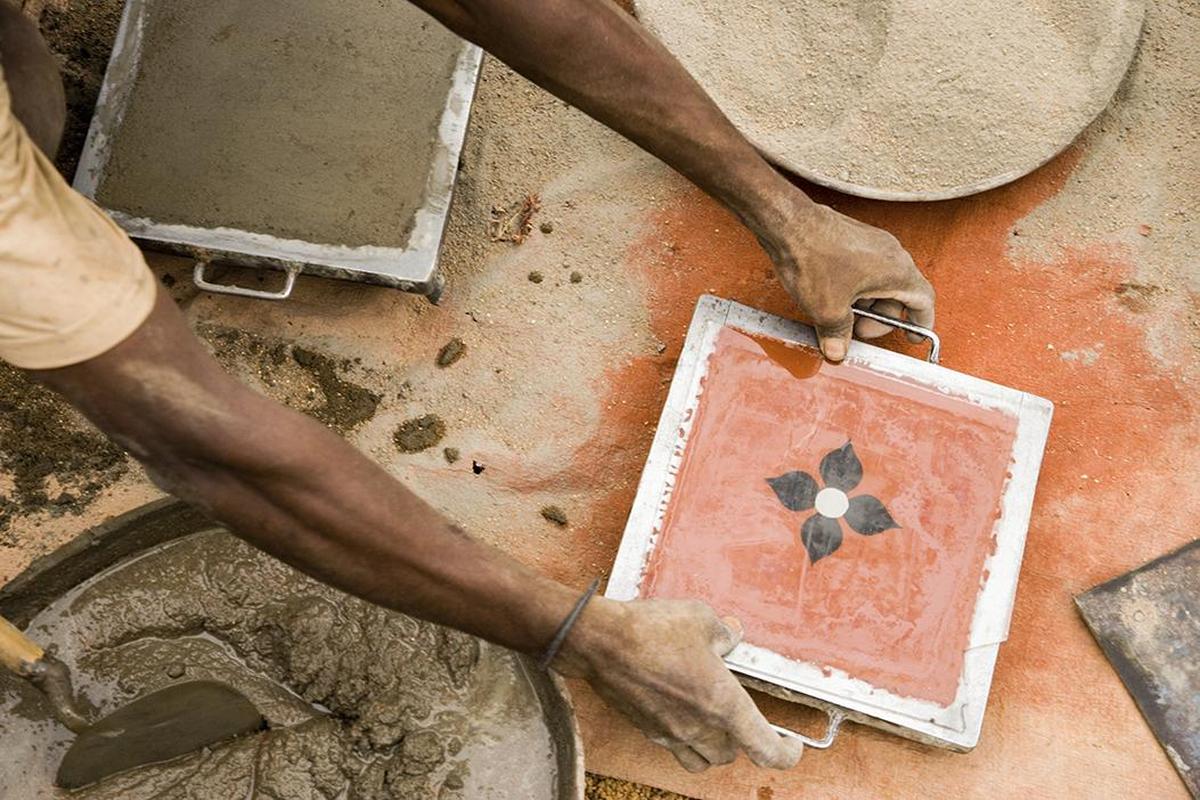 A snapshot of the Athangudi tile making process