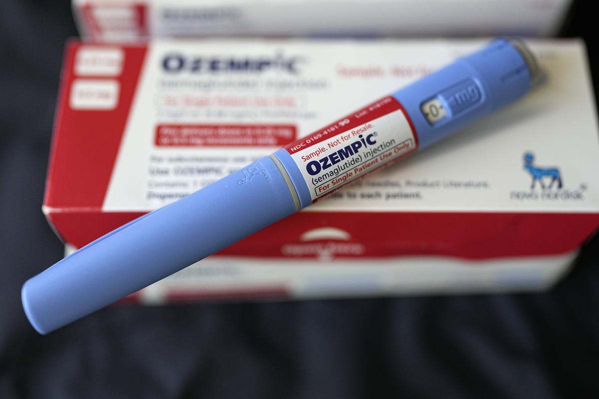 The injectable drug, Ozempic, on display. 