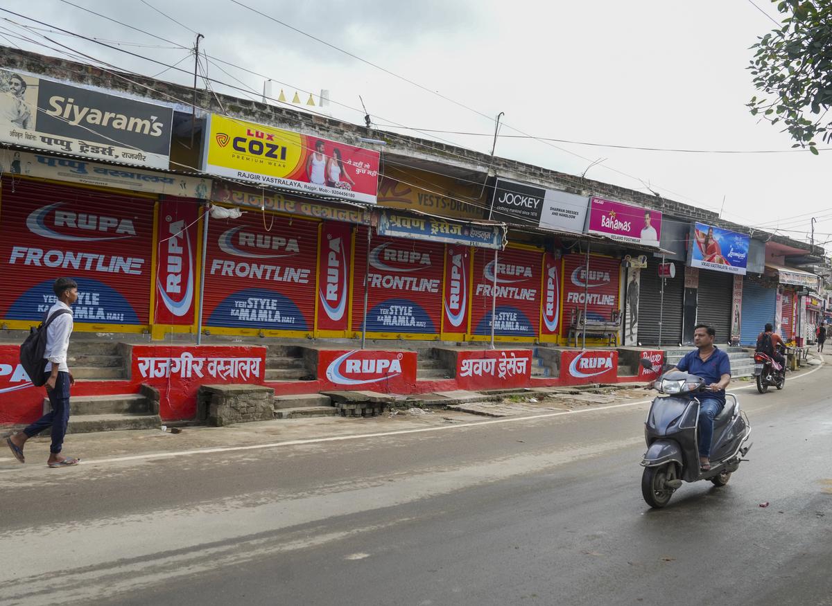Shops remain closed after BJP supporters called for ‘Bihar bandh’ in Rajgir on September 4, 2025. Shops remain closed after BJP supporters called for ‘Bihar bandh’ in Rajgir on September 4, 2025.