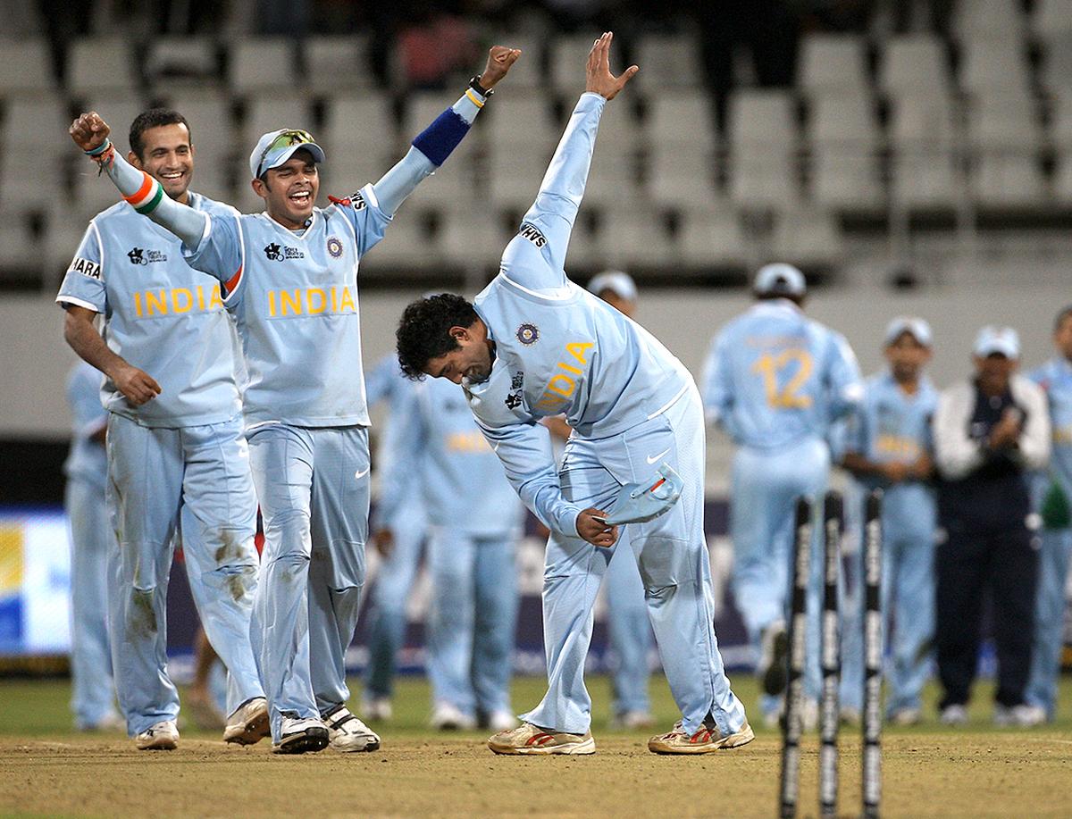 Robin Uthappa takes a bow after hitting the stumps in a bowl off Robin Uthappa takes a bow after hitting the stumps in a bowl off