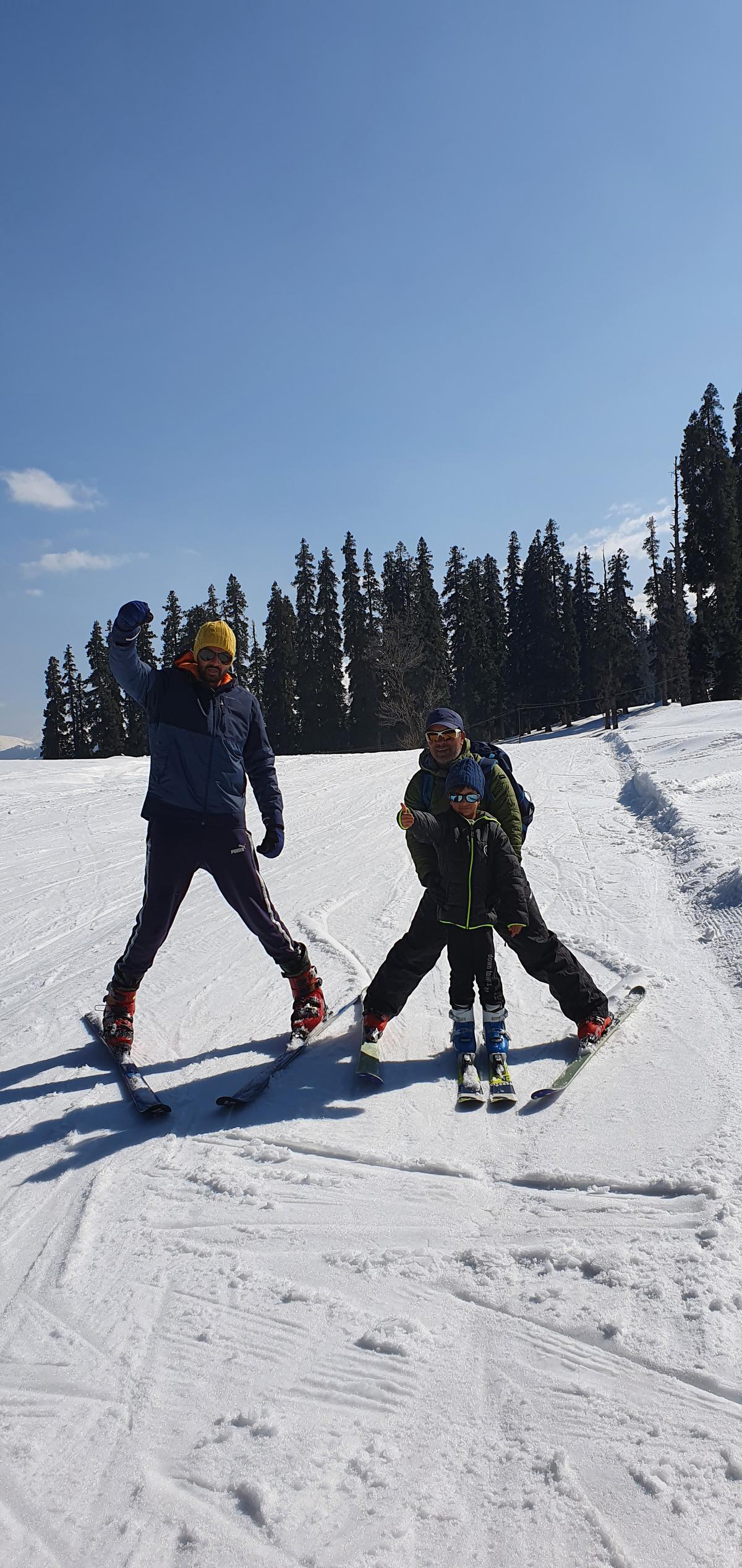 Aditya Mann learns to ski with his son at Gulmarg Adventure Academy