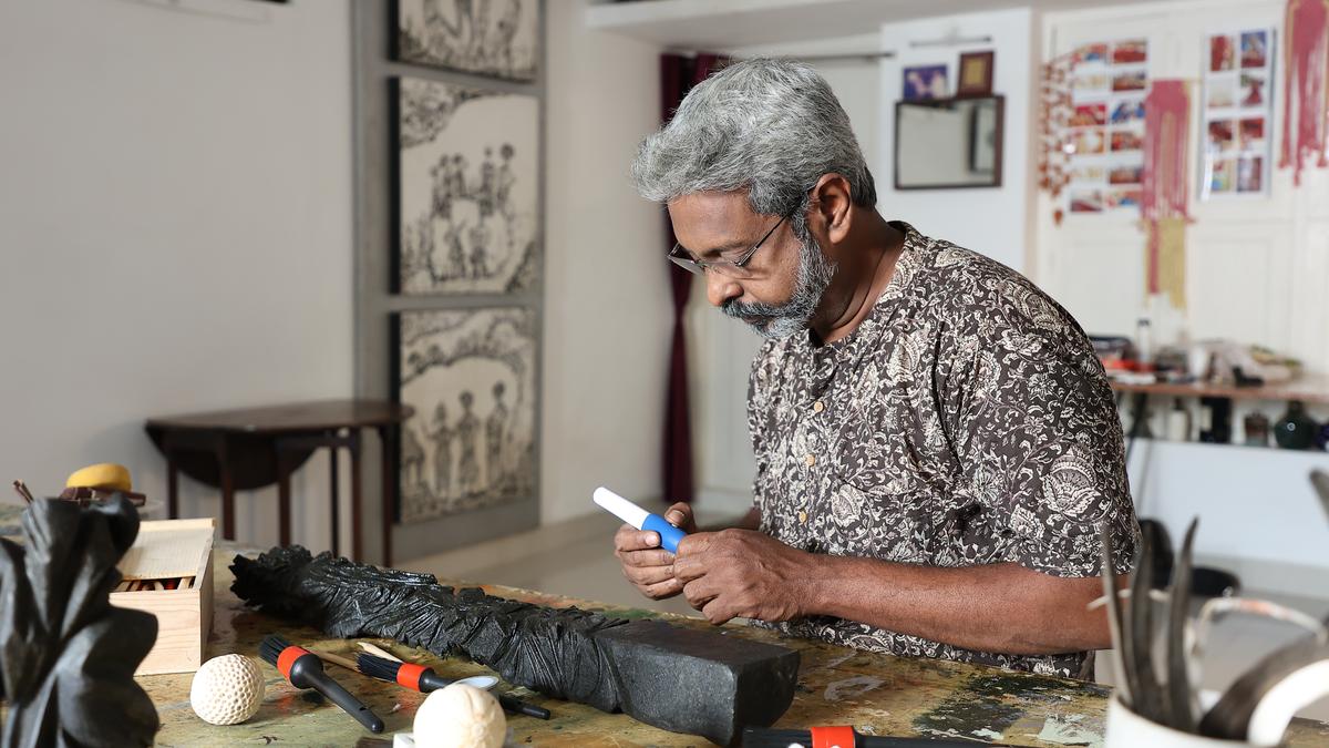 Chennai | Sculptor Jacob Jebaraj uses granite to explore the movement of water and soil