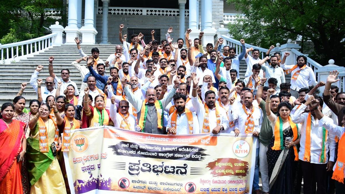 BJP protests State government’s decision to withdraw uniform rule in educational institutions