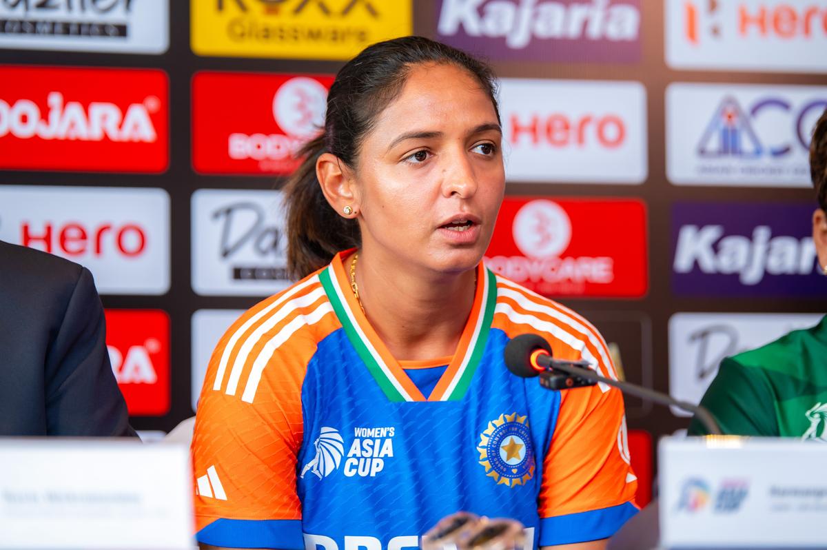 India Women captain Harmanpreet Kaur speaks during a press conference ahead of the Women’s Asia Cup T20 tournament, in Dambulla, Sri Lanka, on July 18, 2024.