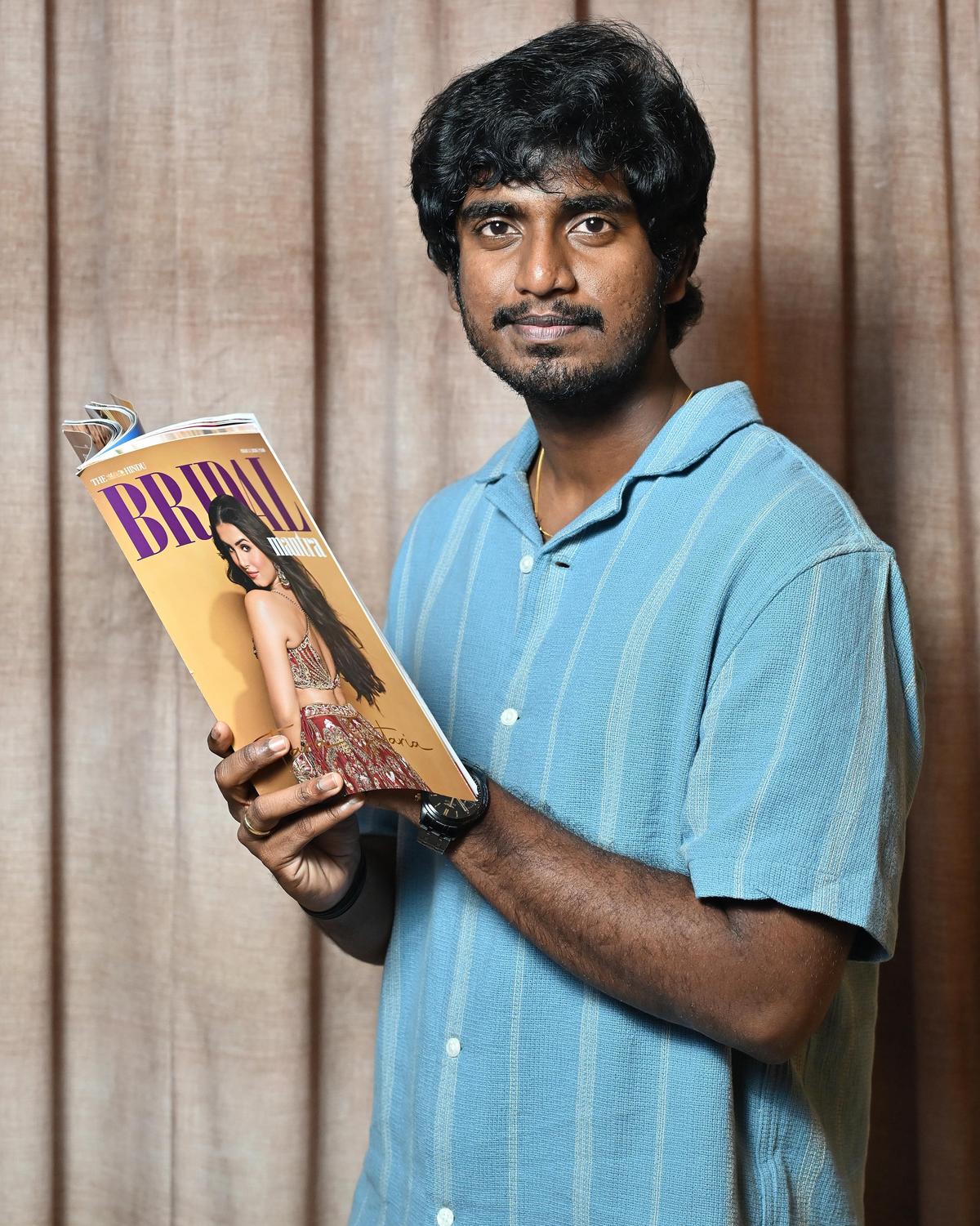 Actor and director Abishan Jeevinth, the hero of With Love, poses with The Hindu’s Bridal Mantra magazine 