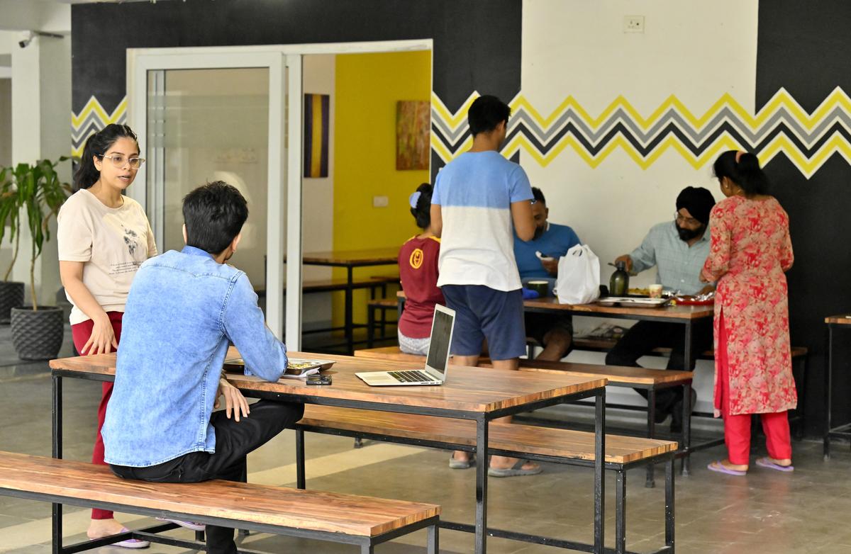 Residents at a Buzz Quarter in Hyderabad.