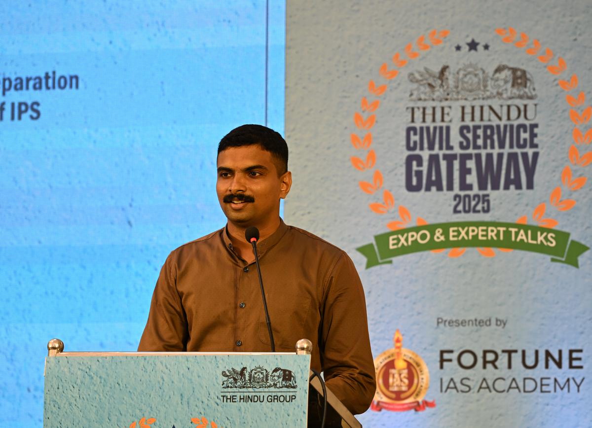 Shahansha K.S. IPS speaks at The Hindu Civil Service Gateway event in Thiruvananthapuram on Saturday.
