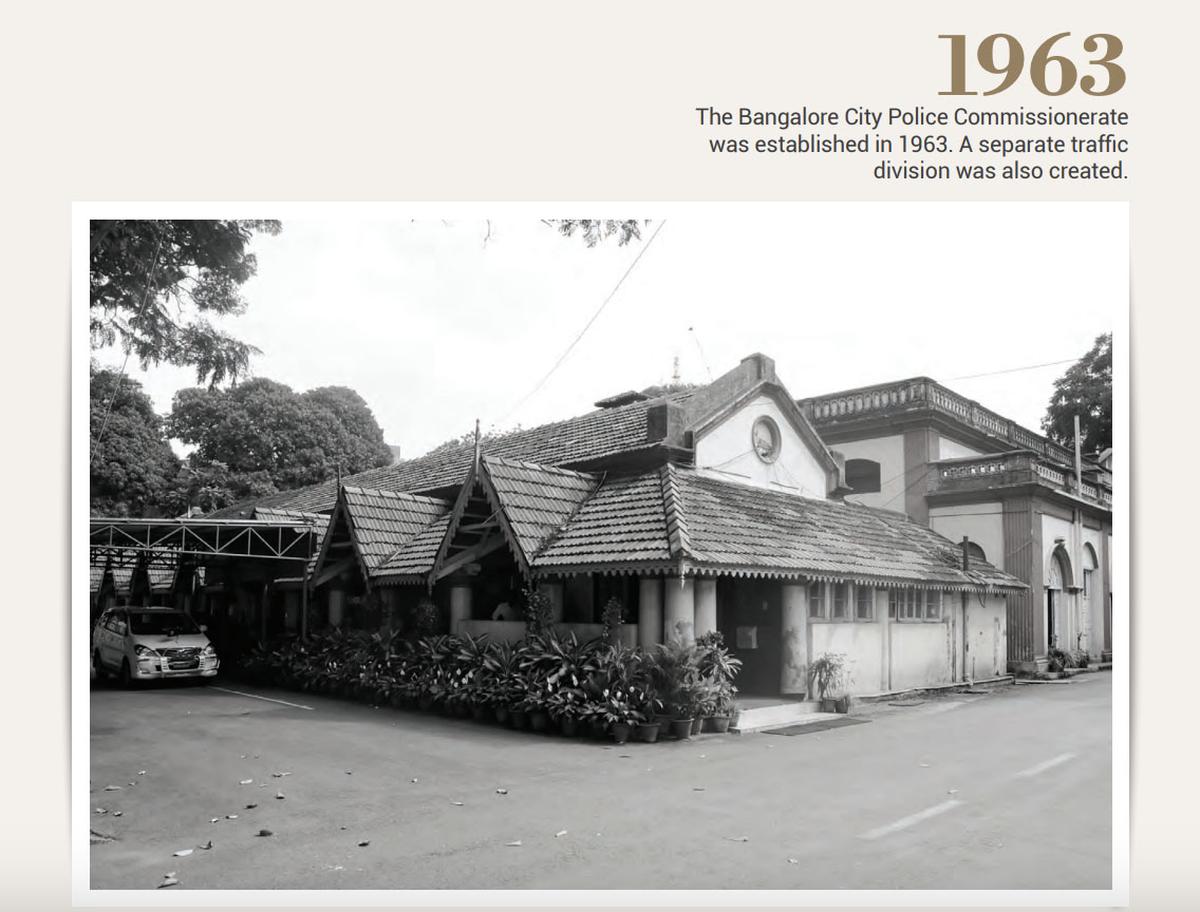 The Bangalore City Police Commissionerate was established in 1963. A separate traffic division was also created.