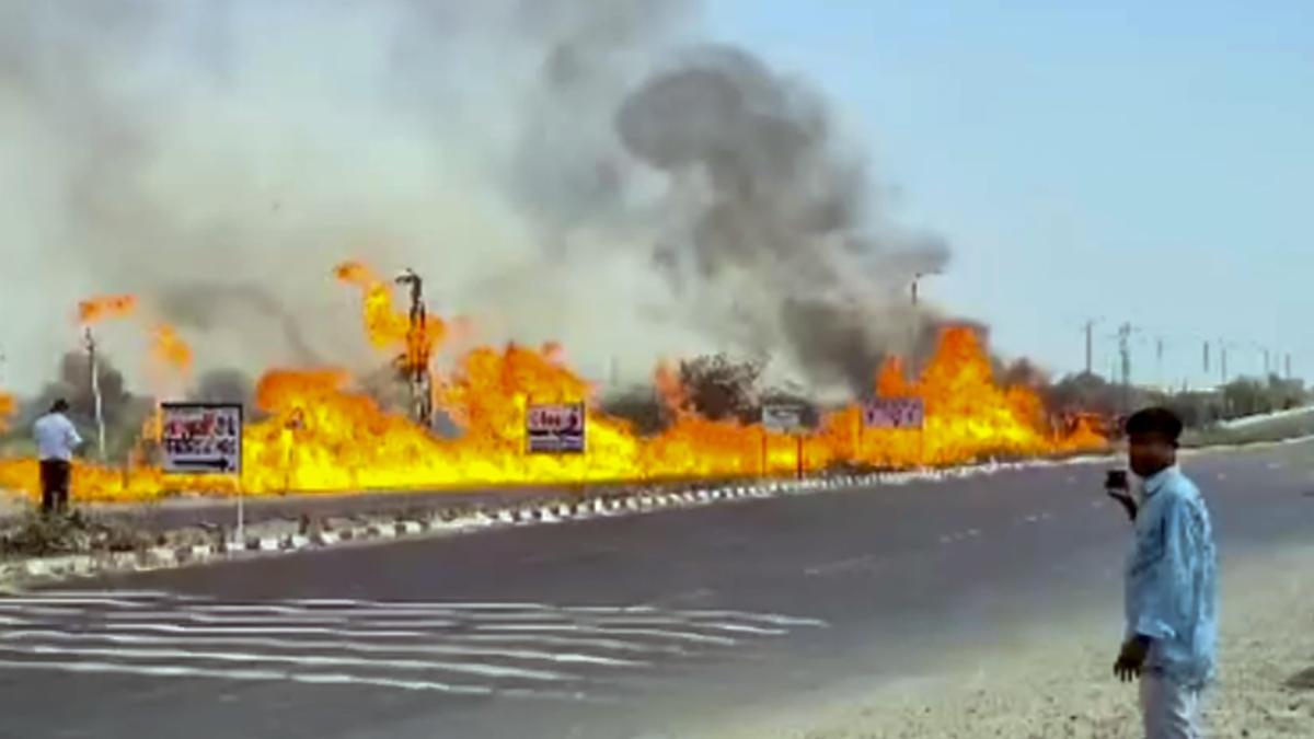 Fire erupts as Bharat Petroleum tanker overturns on highway in Rajasthan's Jalore; one killed