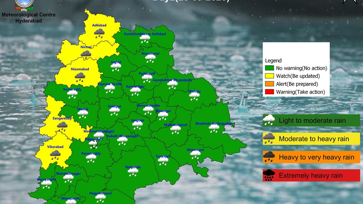Heavy rainfall expected in five Telangana districts on September 28