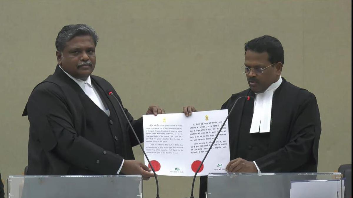 Madras High Court Acting Chief Justice T. Raja administers oath of office to four new judges