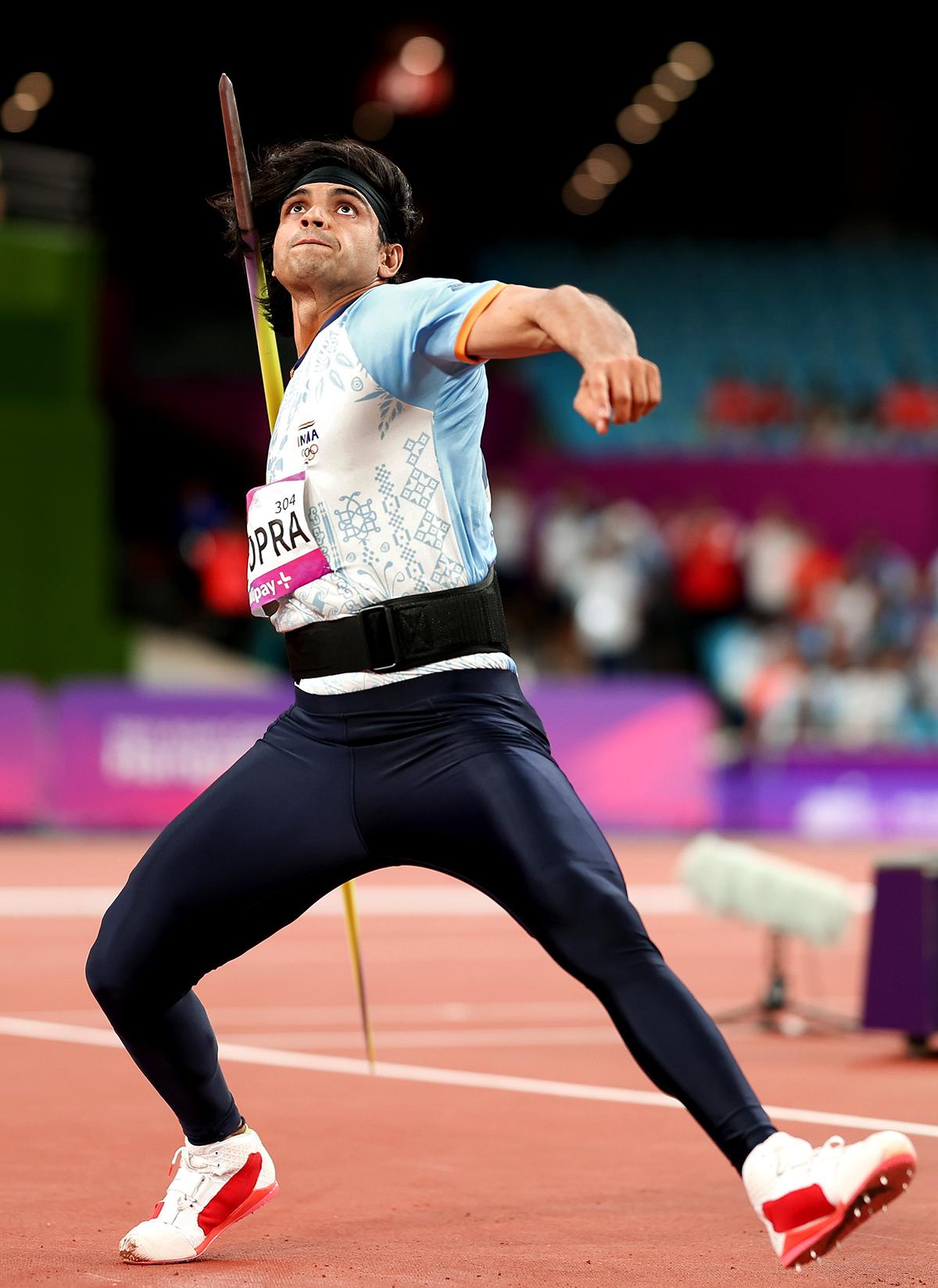 Neeraj Chopra at the men’s javelin throw final athletics event during the 2022 Asian Games at Hangzhou Olympic Sports Centre, in Hangzhou, China. 