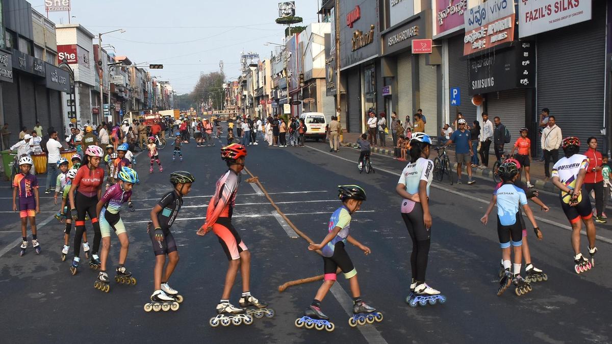 Zumba, skating, cycling on D. Devaraj Urs Road