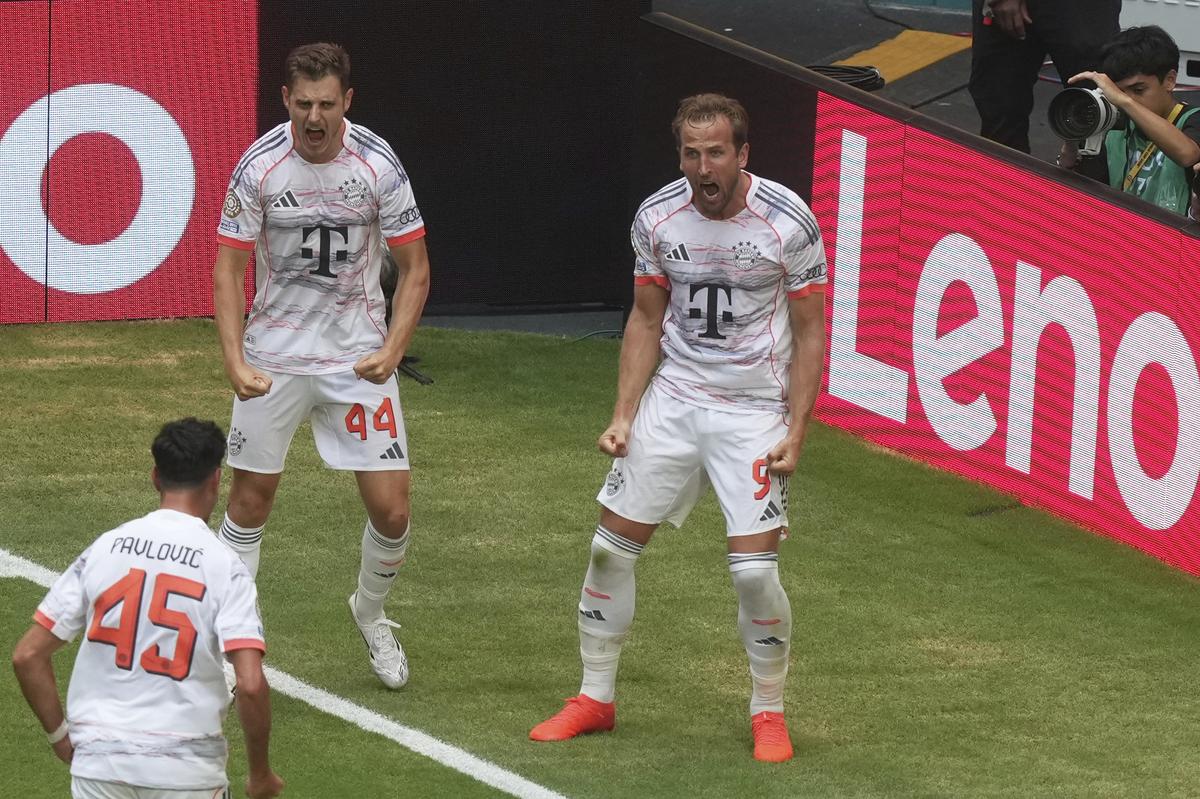 Bayern Munich’s Harry Kane celebrates scoring his side’s fourth goal during the Club World Cup match against Flamengo on June 29, 2025. Bayern Munich’s Harry Kane celebrates scoring his side’s fourth goal during the Club World Cup match against Flamengo on June 29, 2025.