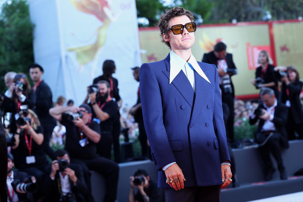 Harry Styles attends the “Don’t Worry Darling” red carpet at the 79th Venice International Film Festival 