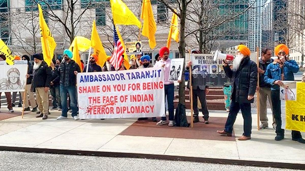 Khalistan supporters protest at Times Square in New York