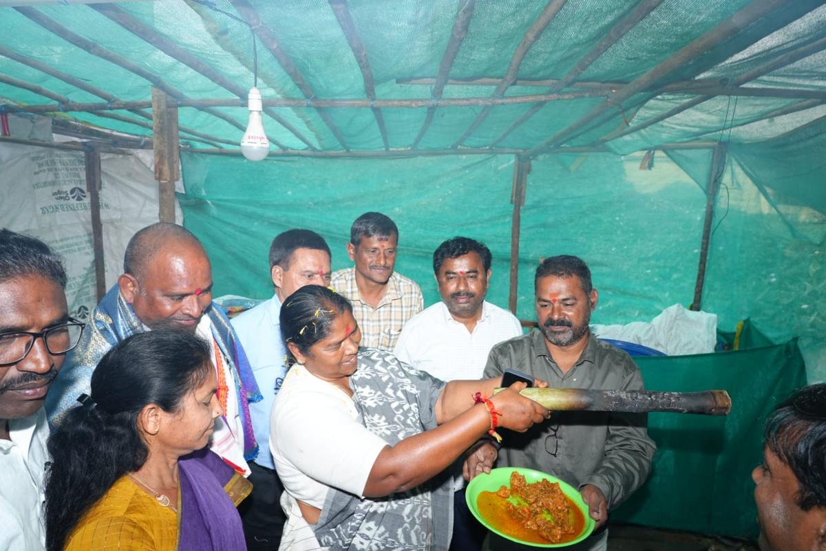 Mulugu MLA and Panchayat Raj and Rural Development Minister D.Anasuya at the bamboo chicken unit at Medaram Jatara. Mulugu MLA and Panchayat Raj and Rural Development Minister D.Anasuya at the bamboo chicken unit at Medaram Jatara.