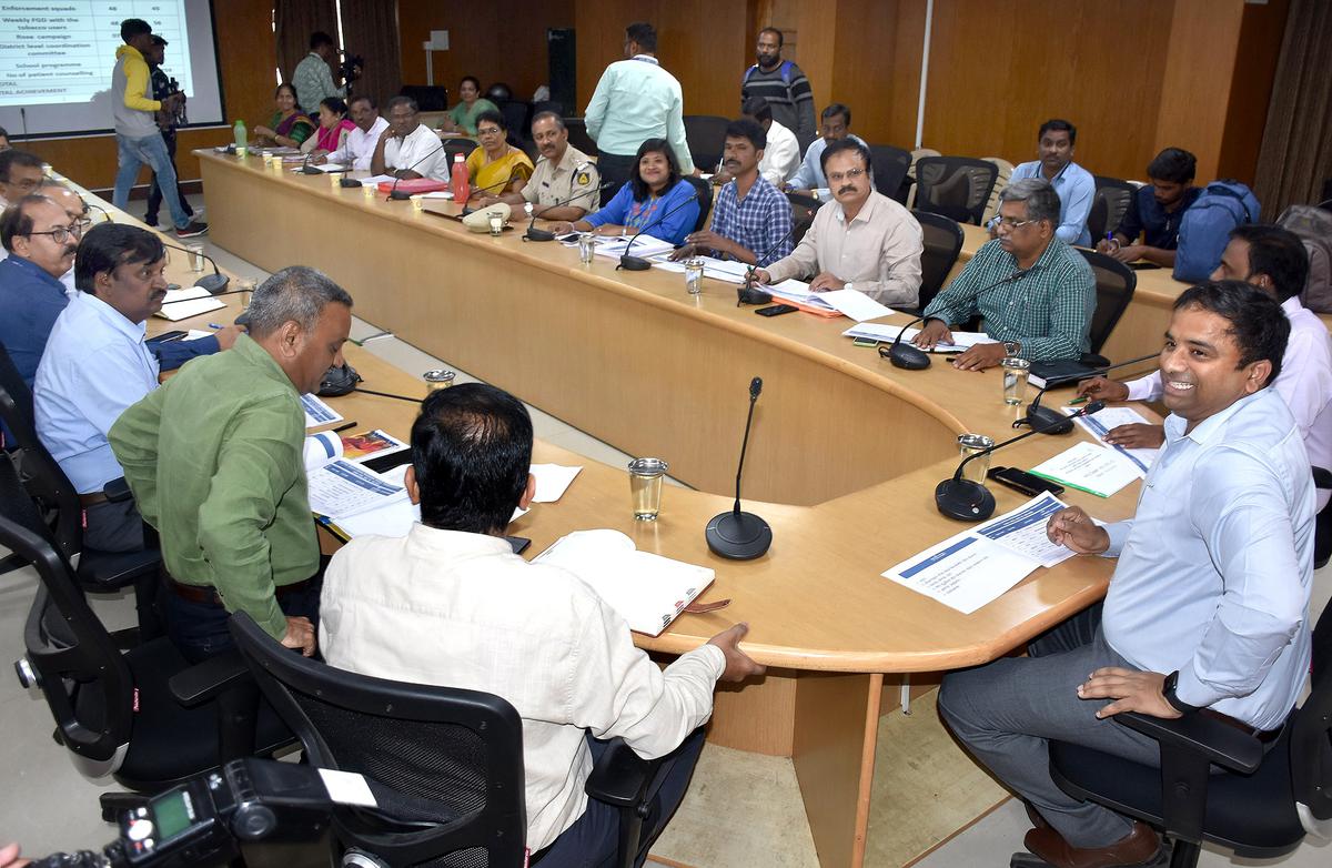  A quarterly progressive review meeting of Mysuru district tobacco control cell was presided over by Deputy Commissioner of Mysuru K. V Rajendra in Mysuru. 
