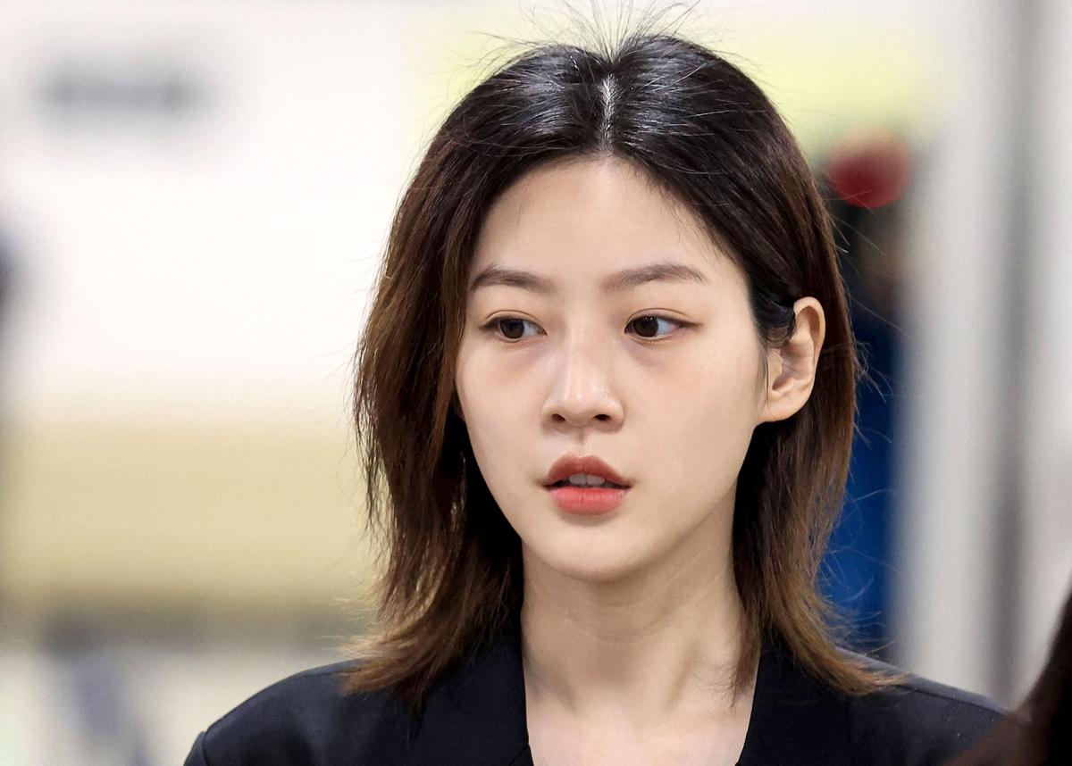 South Korean actor Kim Sae-ron upon her arrival at the Seoul Central District Court in Seoul, to attend her trial over an alleged drunk driving case.