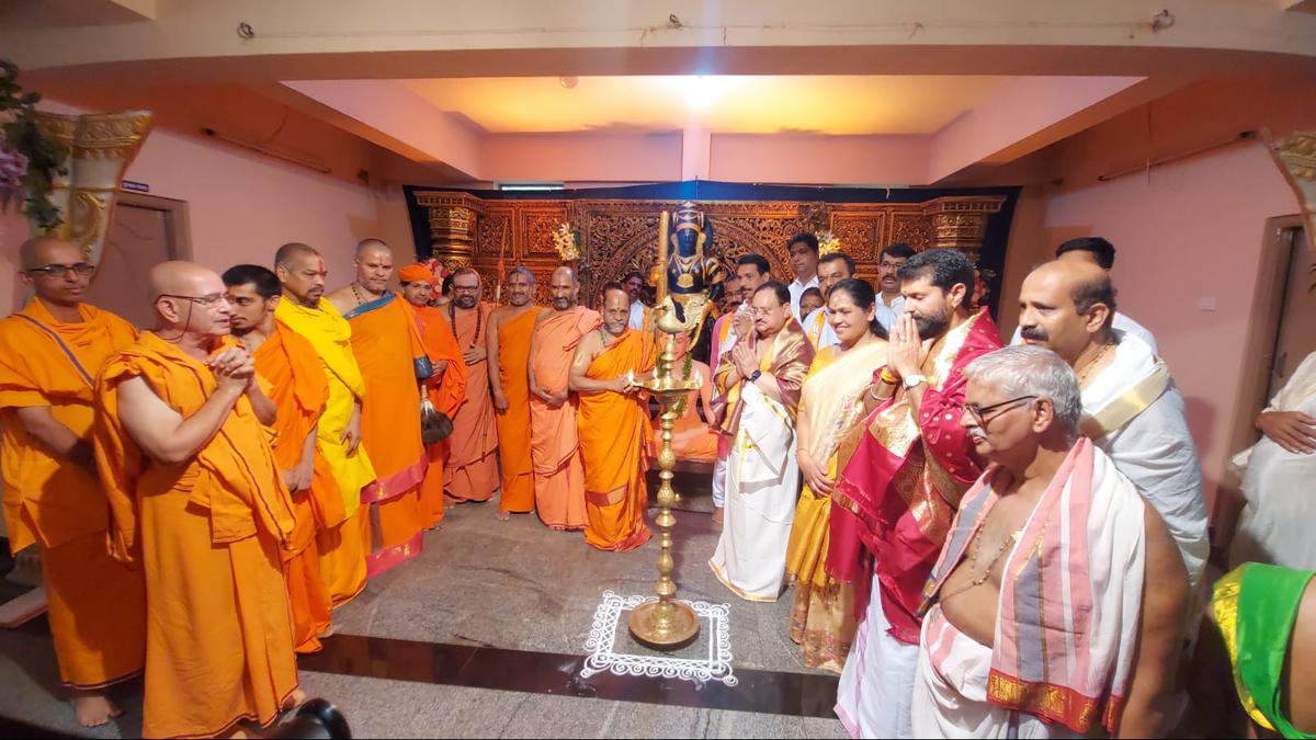 Karnataka Assembly elections 2023: BJP president J.P. Nadda begins coastal visit, meets swamijis in Udupi