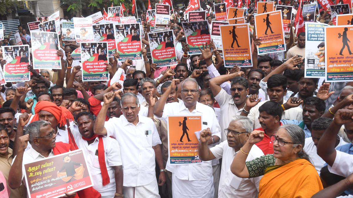 CPI(M) holds protest seeking ouster of T.N. Governor R.N. Ravi