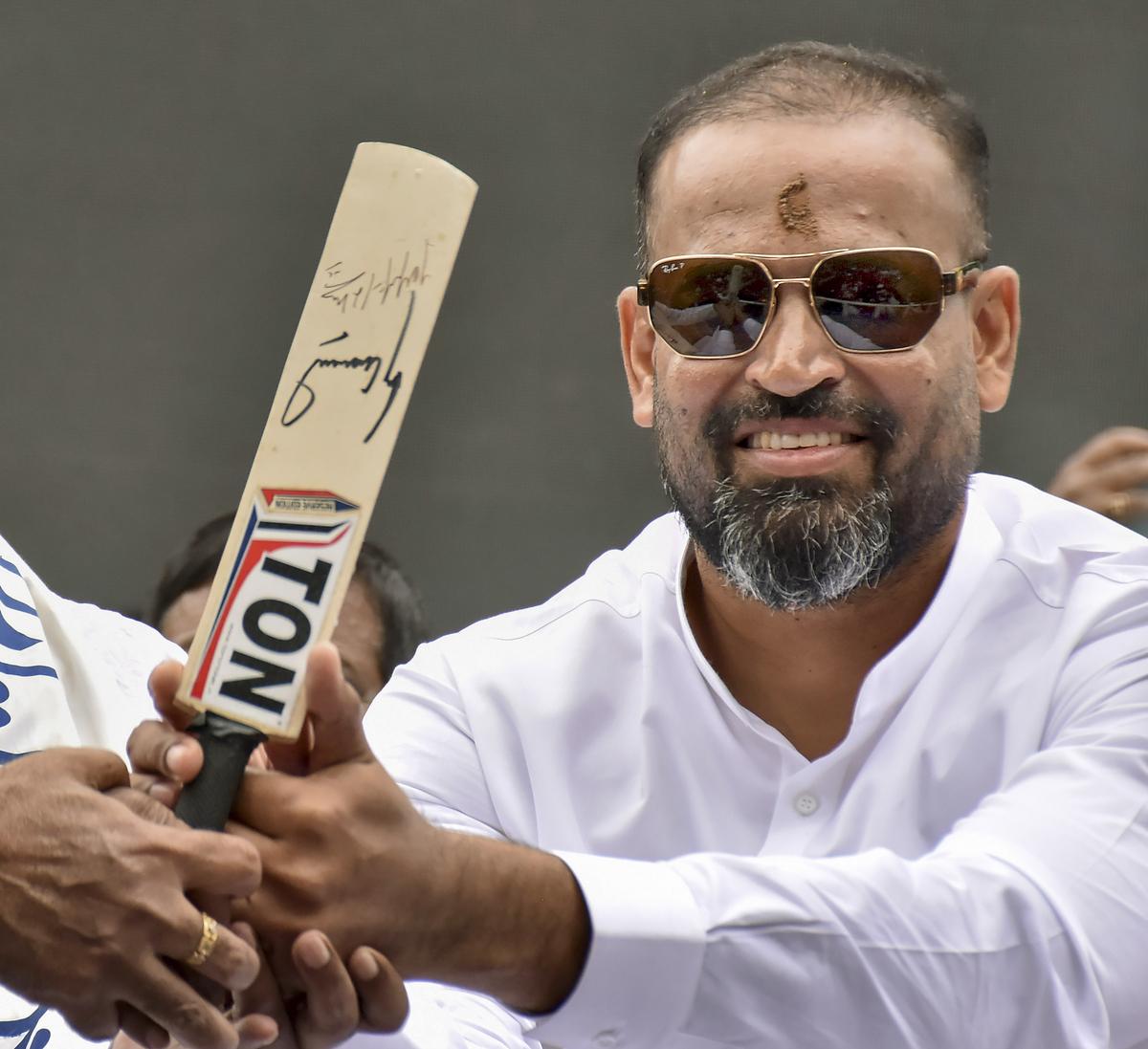 Murshidabad: Former cricketer and TMC candidate Yusuf Pathan during an election campaign ahead of the upcoming Lok Sabha elections, at Berhampore in Murshidabad district. File