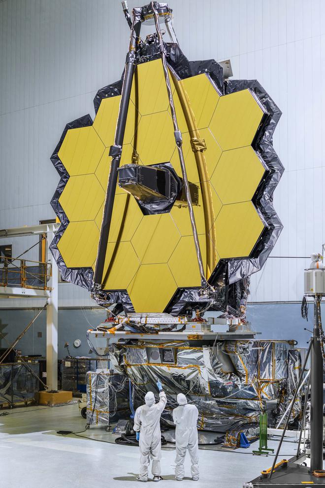 The primary mirror of NASA’s James Webb Space Telescope.