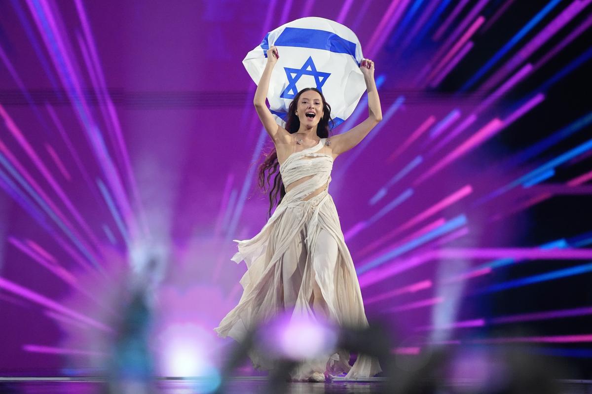 Israel's Eden Golan enters the grounds during the flag parade before the Grand Final of the Eurovision Song Contest