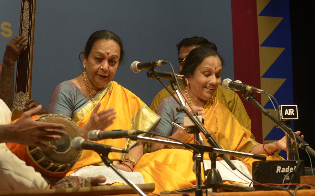 Bombay Sisters - C. Saroja and C. Lalitha at The Music Academy’s 87th Annual Conference and Concerts in Chennai, held in 2013. 