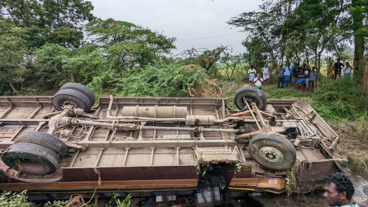 20 injured as government bus falls into roadside canal in Cuddalore district