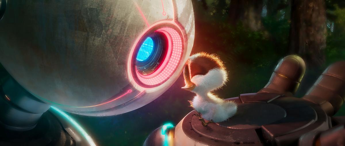 Roz (Lupita N’yongo), and Brightbill (Kit Connor) in DreamWorks Animation’s ‘The Wild Robot’ 