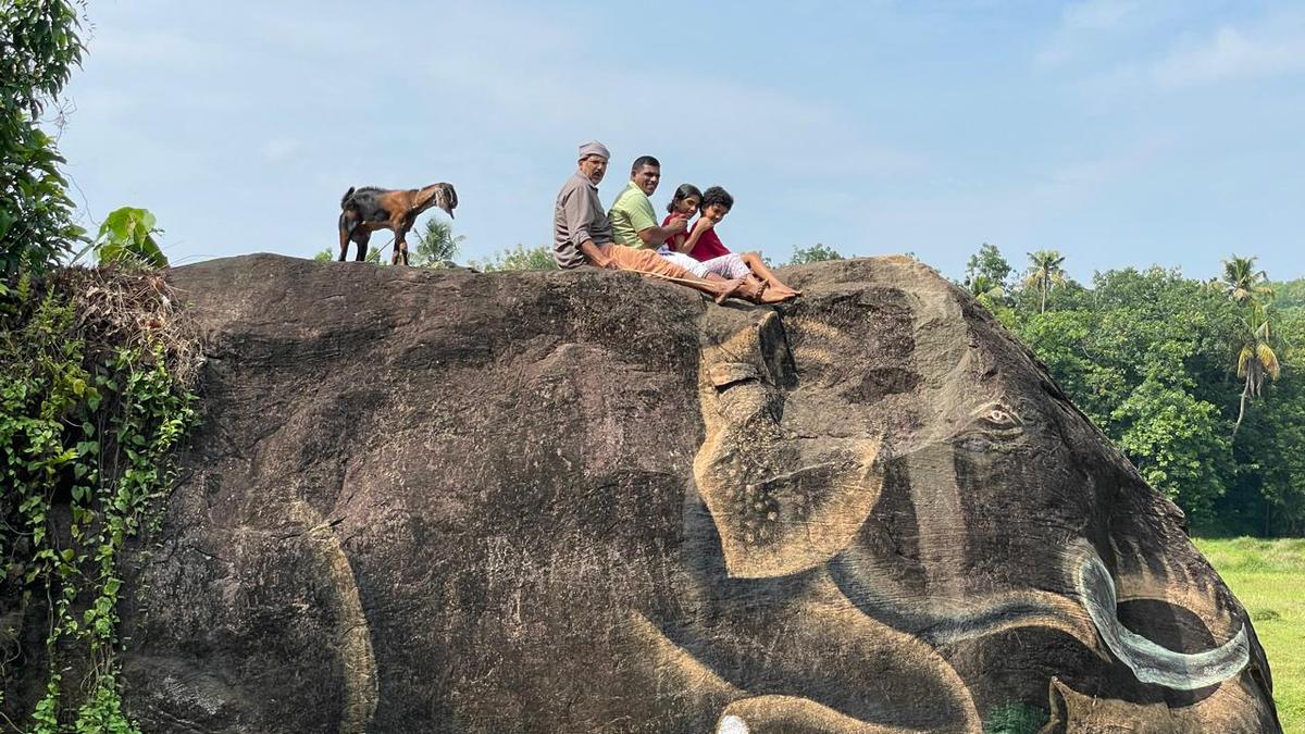 An elephant in stone awaits visitors at Alattuchira