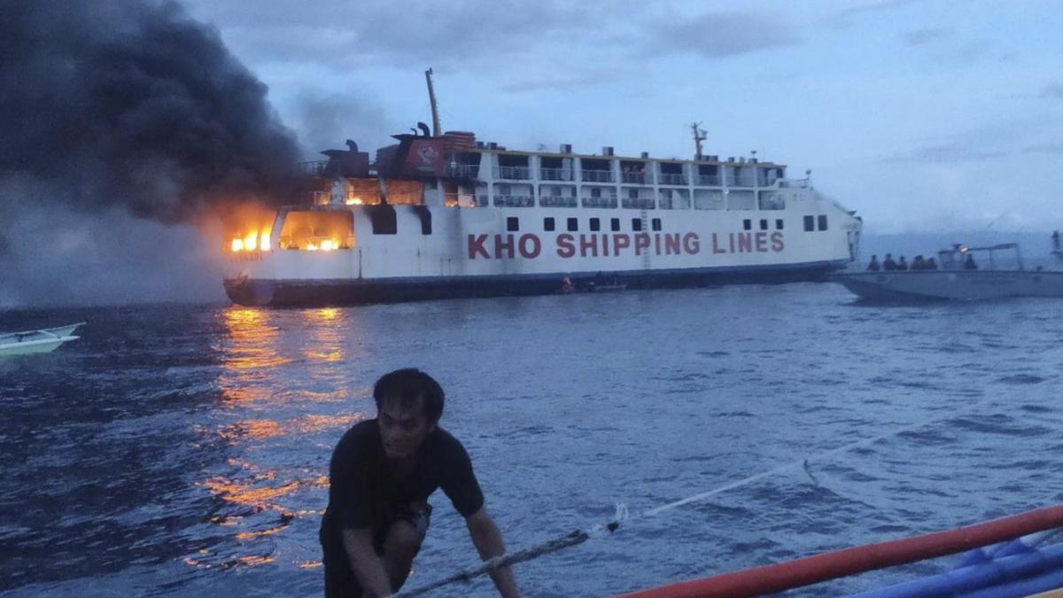 Philippine ferry with 120 people onboard catches fire at sea, rescue underway