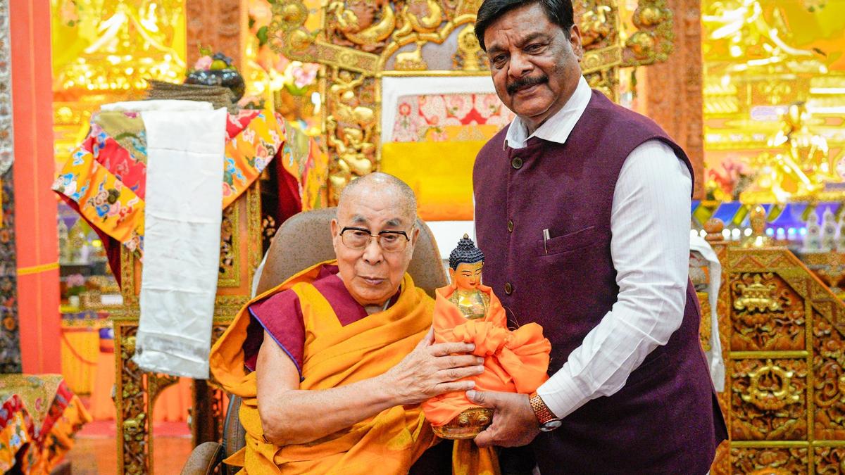 Karnataka Minister H.C. Mahadevappa calls on Dalai Lama at Bylakuppe