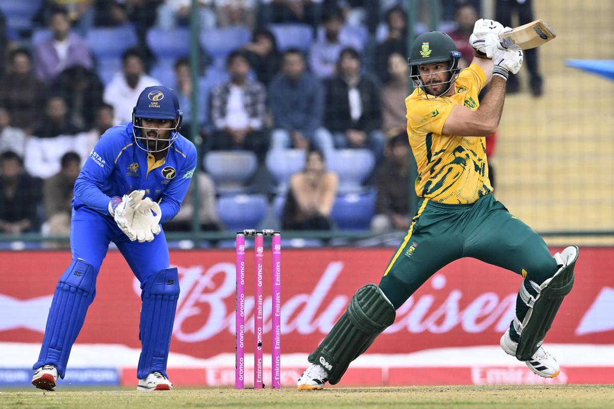 South Africa's Aiden Markram plays a shot during the ICC Men's T20 World Cup 2026 match against United Arab Emirates at the Arun Jaitley Stadium in New Delhi on Wednesday, February 18, 2026. South Africa's Aiden Markram plays a shot during the ICC Men's T20 World Cup 2026 match against United Arab Emirates at the Arun Jaitley Stadium in New Delhi on Wednesday, February 18, 2026.