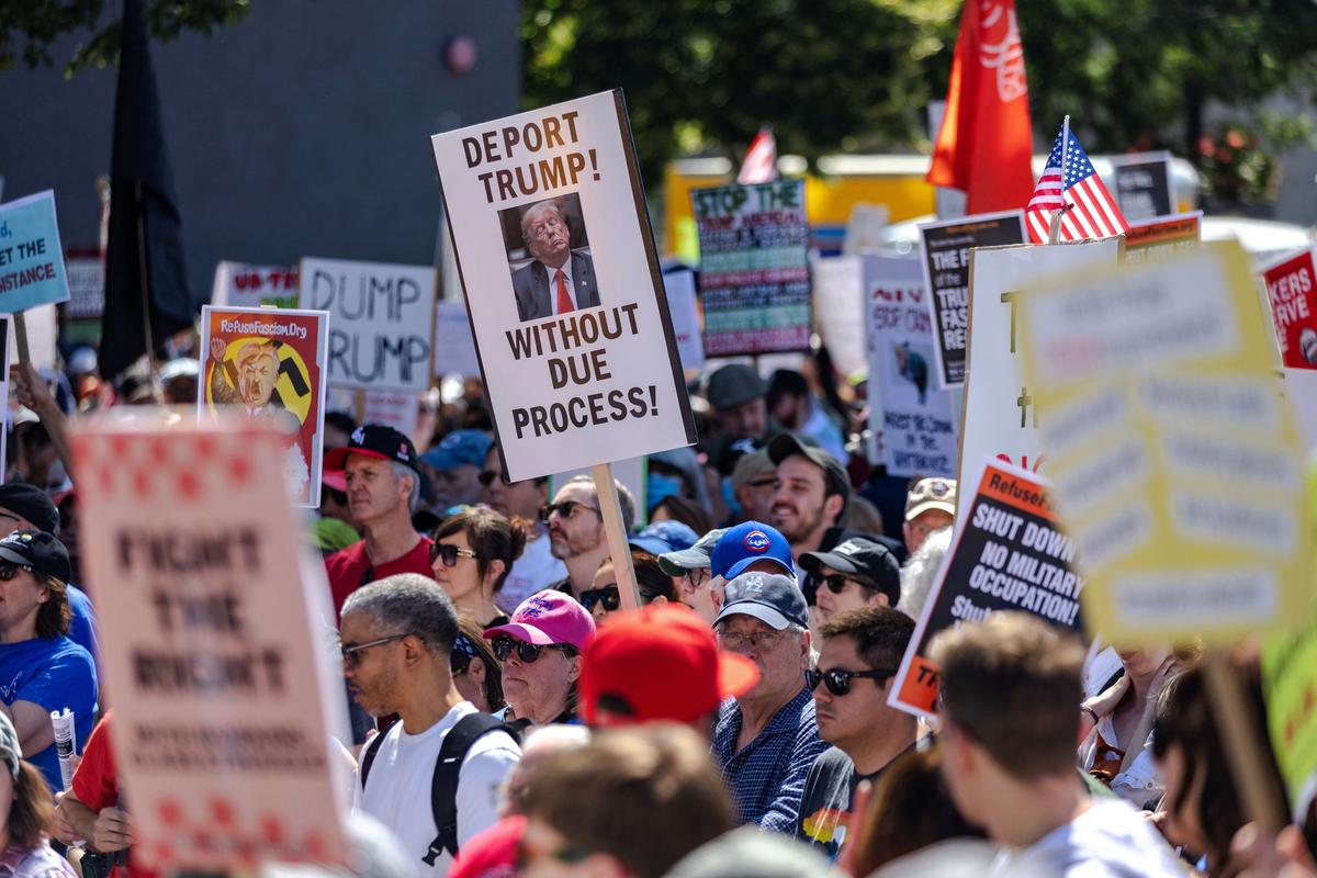 People participate in a Labour Day protest in Chicago, Illinois, U.S., September 1, 2025. 