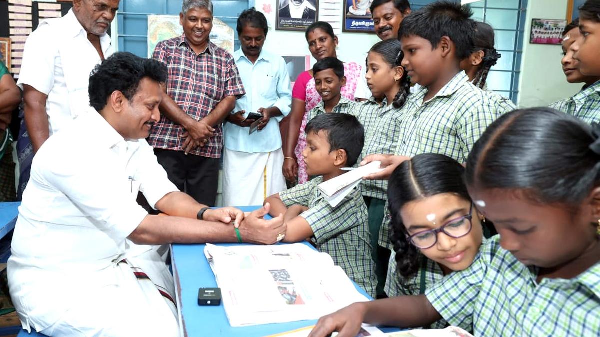Education Minister interacts with students, teachers at Bhavanisagar school