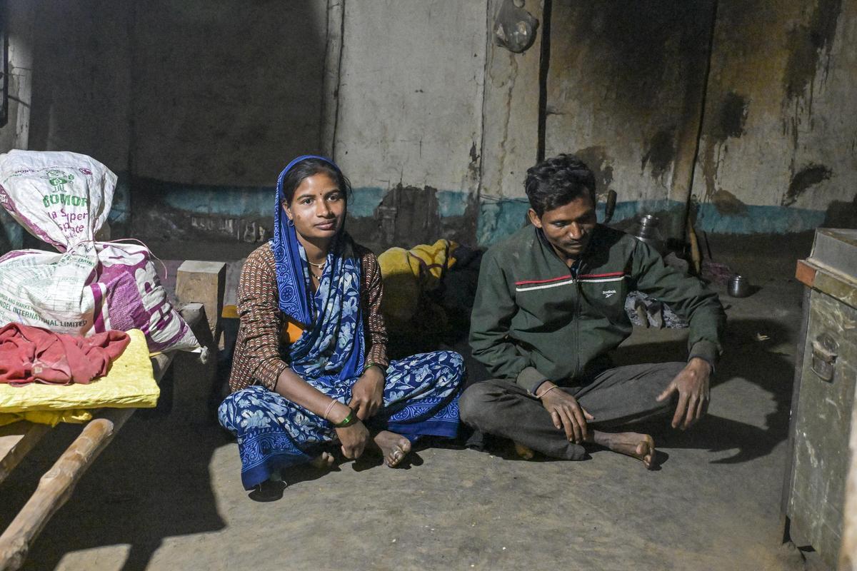 Budhiya Bhusum and her husband Nilesh Bhusum at their house.
