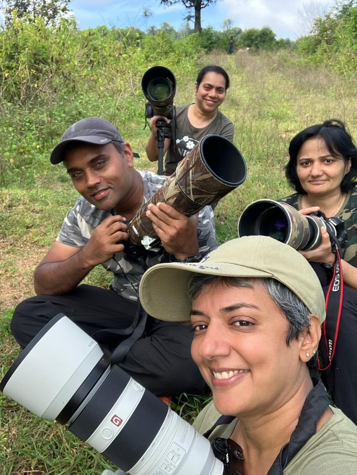Anu Parthasarathy (in the foreground) with some of the members of the birding community she is part of. 