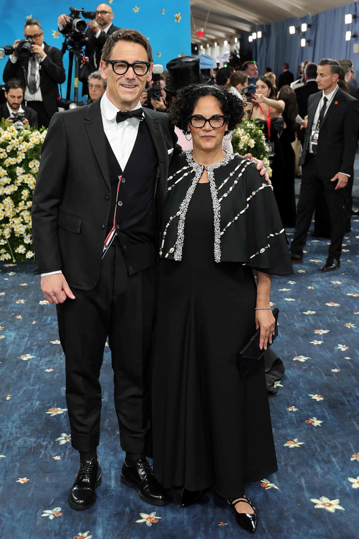 (L-R) Carl Wennerlind and Monica L. Miller attend the 2025 Met Gala Celebrating “Superfine: Tailoring Black Style” at Metropolitan Museum of Art on May 05, 2025 in New York City.