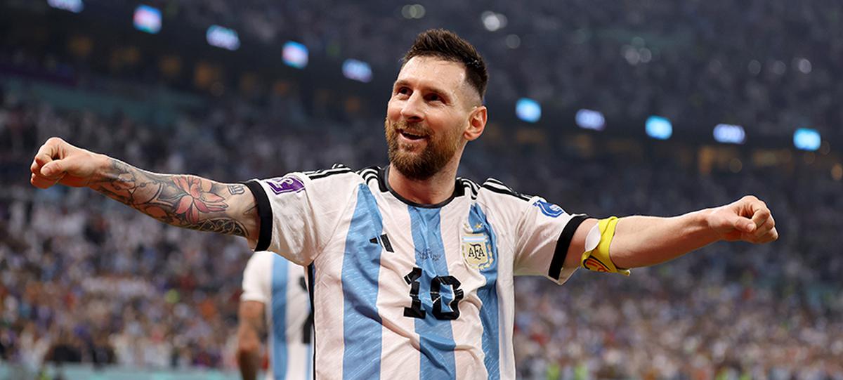 Lionel Messi of Argentina celebrates during the FIFA World Cup Qatar 2022 semifinal match against Croatia