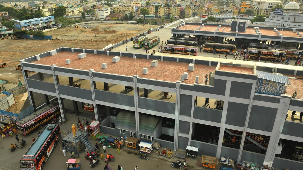 Newly constructed twotier bus stand in Salem fully functional