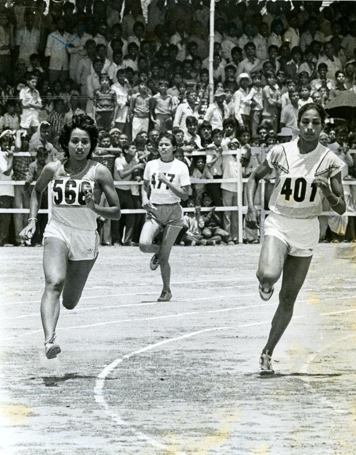 Top talent: Ashwini, left, was one of the rare athletes to beat the legendary P.T. Usha, right, in her prime. | Photo credit: The Hindu Archives