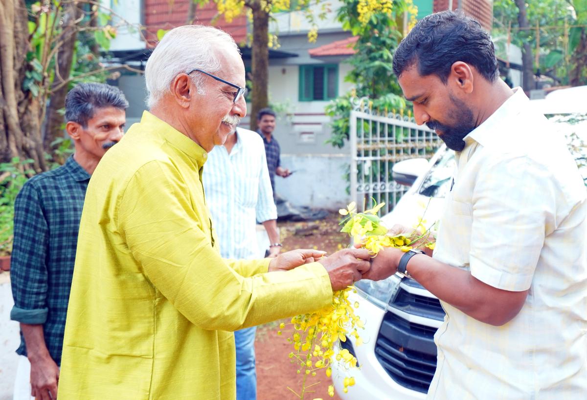 Kozhikode South NDA candidate T. Raneesh campaigning in the constituency.