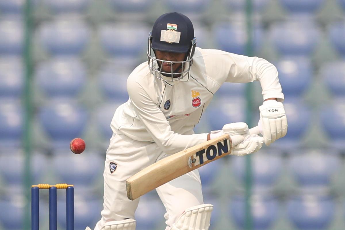 Delhi player Yash Dhull in action against Himachal Pradesh during the Ranji Trophy match at the Arun Jaitley Stadium in New Delhi on October 25, 2025. 