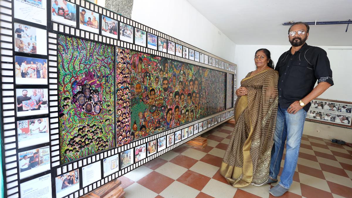 Chithrashradhanjali, a 16-foot painting is a memorial for Malayalam cinema’s 3000-odd actors and technicians
